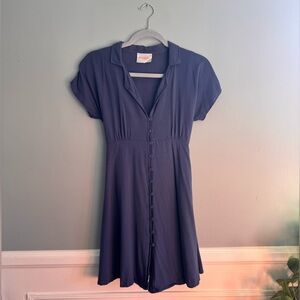 Modcloth EUC Moon Brand Navy Button-Down Dress with Vintage Details